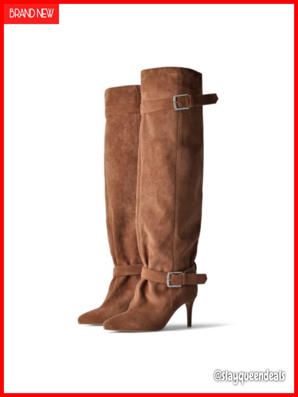 Slouch Knee High Boots Kitten Heel Suede Pull On Women's Over the Knee